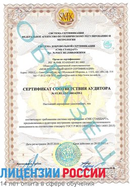 Образец сертификата соответствия аудитора №ST.RU.EXP.00014299-1 Горно-Алтайск Сертификат ISO 14001